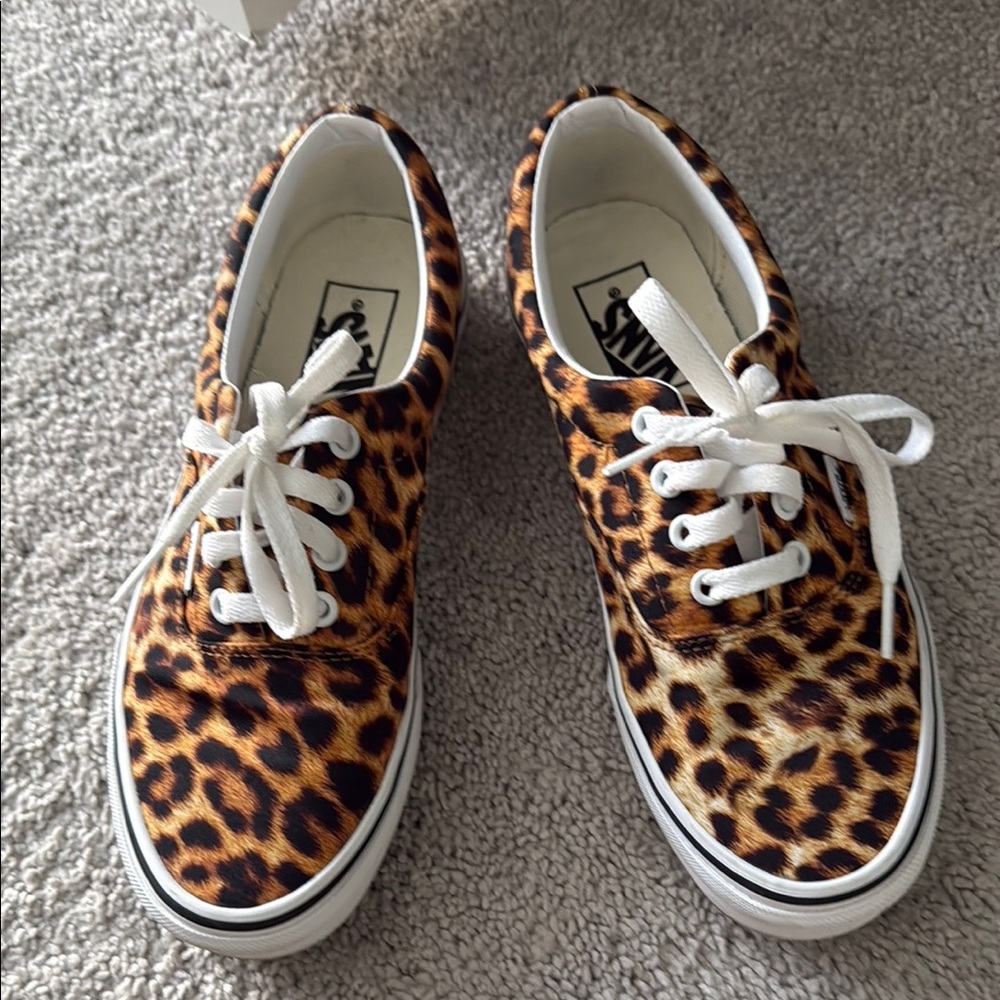 Vans Leopard Print Canvas Sneakers - Brown & Black